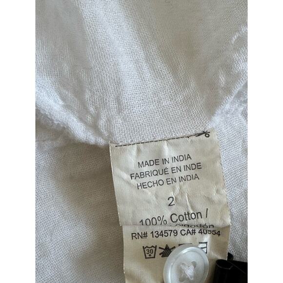 Sundry White Dress Draw String Waist Rainbow Threaded Long Sleeve Size 2 Medium - Picture 13 of 13